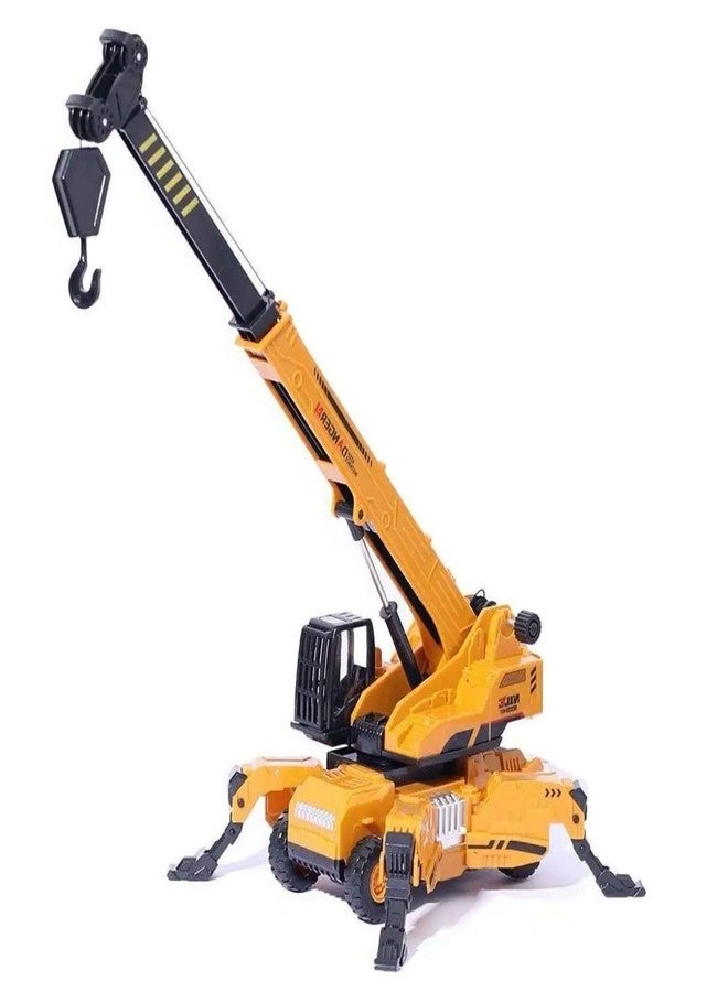 PROBABE 1:50 Diecast Friction Powered Lifting Long Crane Toy with Cable 360 Degree Rotating Towing Model Toy with Movable Wheel Construction Vehicles Truck for Kids Boys Girls - Image 1